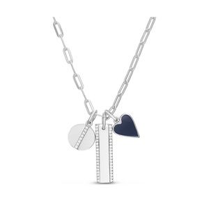 Cubic Zirconia & Enamel Heart Pendant Necklace